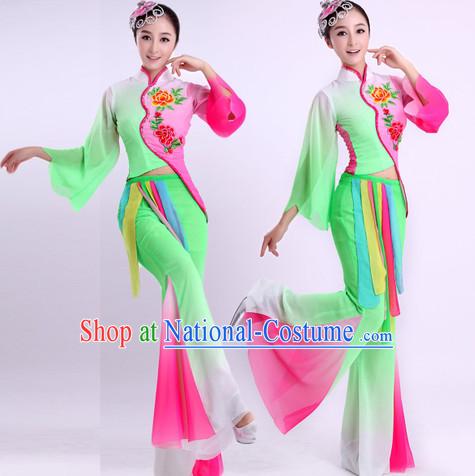 Traditional Chinese Classical Dancing Outfit and Hair Accessories Complete Set for Women