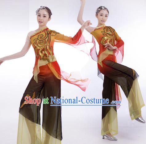 Traditional Chinese Stage Performance Classical Dancing Dresses and Hair Accessories