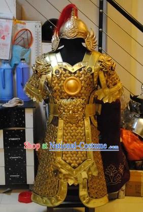 Top Quality Ancient Chinese Hero Armor Clothing and Hat Complete Set for Men