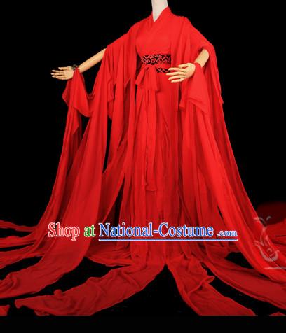 Ancient Chinese Red Classical Wedding Clothes Complete Set for Women