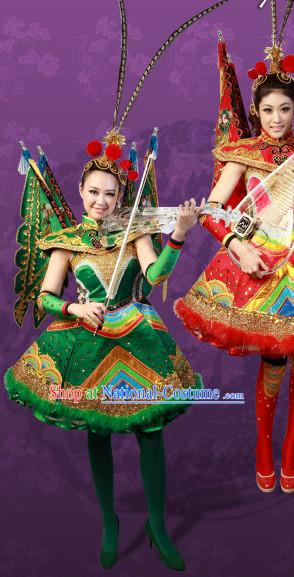 Green Crystal Music Ensemble Stage Performance Peking Opera Style Costumes