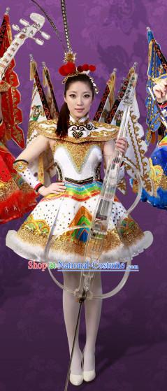 White Crystal Music Ensemble Stage Performance Peking Opera Style Costumes