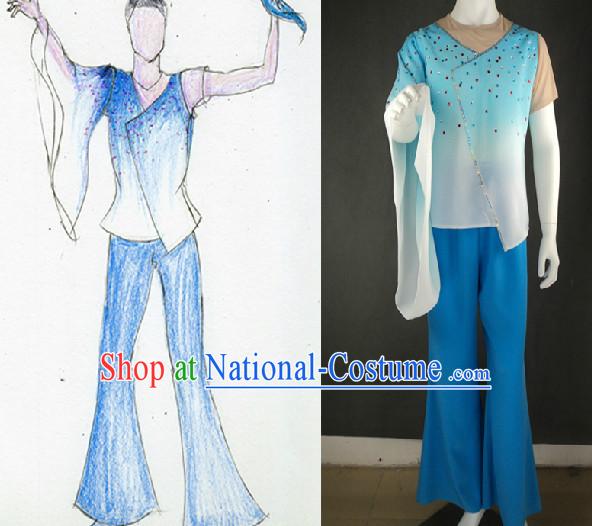 Traditional Chinese Fan Dancing Costumes for Men