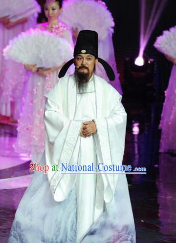 White Tang Dynasty Poet Clothes and Hat