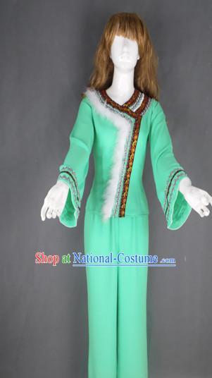 Traditional Green Christmas Dancing Costumes