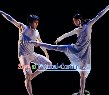 Adult Size Grey Color Modern Dance Costumes Two Complete Sets