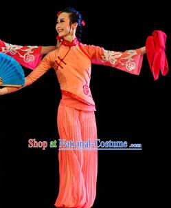 Orange Color Mandarin Handkerchief Female Dance Costumes and Handkerchief