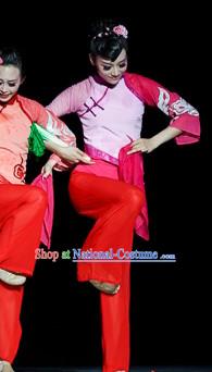 Pink Color Mandarin Handkerchief Dance Costumes and Handkerchief for Women