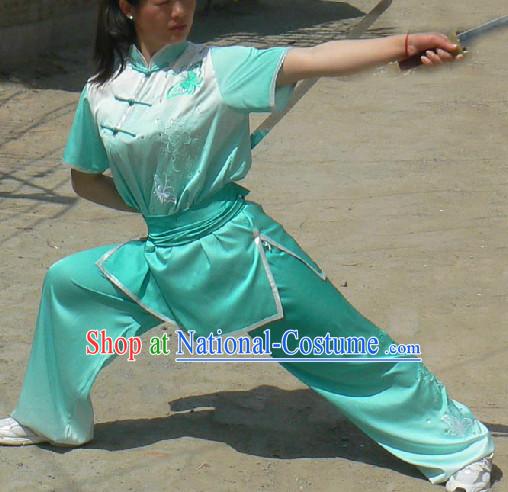 Short Sleeves Color Transition Silk Gongfu Competition Uniform