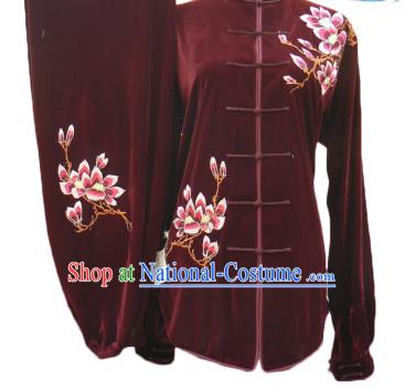 Professional Velvet Long Sleeves Magnolia Embroidery Suit