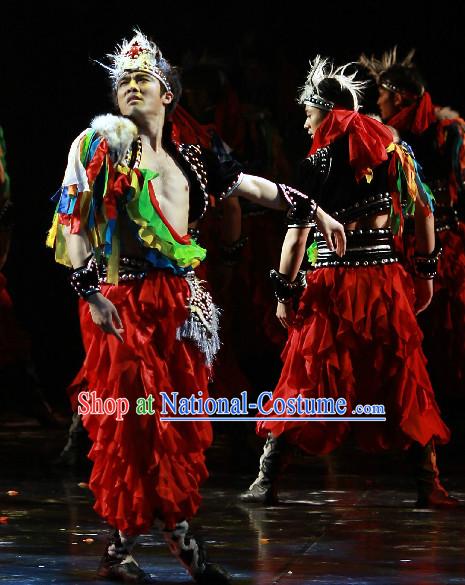 Professional Stage Performance Mongolian Dance Costumes and Hat for Men