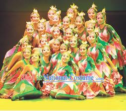 Professional Stage Performance Flower Dancing Costumes and Headwear Complete Set