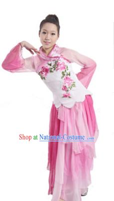 Folk Chinese Peach Dance Costumes