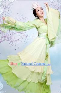 Ancient Chinese Green Princess Clothes and Hair Accessories Complete Set