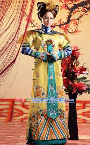 Qing Dynasty Royal Princess Clothing and Hair Accessories Complete Set