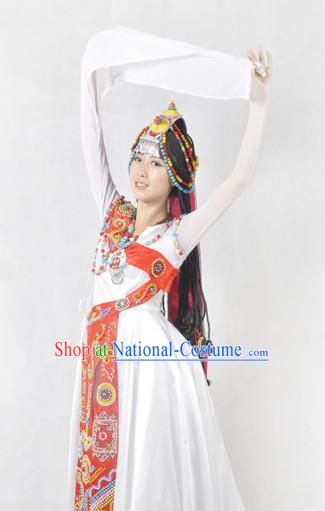 Chinese Tibetan Minority Long Sleeves Female Clothing and Hat