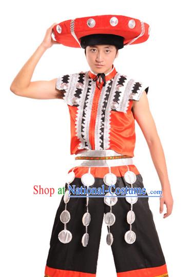 Chinese Tu Jia Minority Clothes and Hat for Men