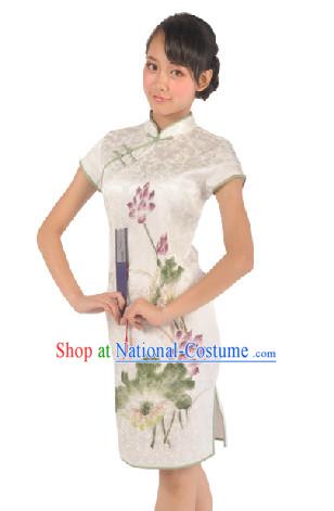 Traditional Lotus Cheongsam Dancing Dress for Women