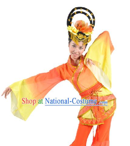 Traditional Han Dynasty Dancing Costume and Headdress for Women