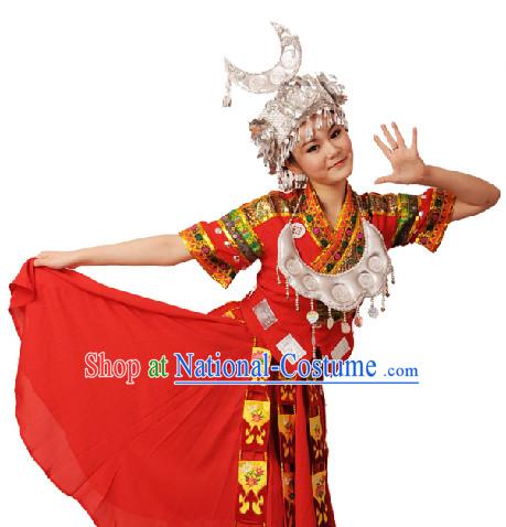 Traditional Miao Nationality Clothes and Hat for Women