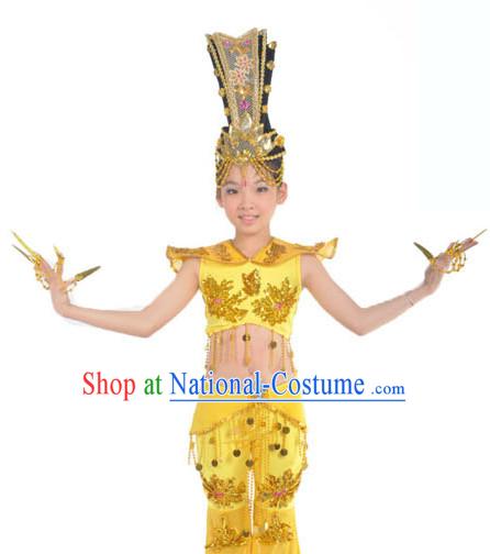 Thousands of Hands Kwan-yin Feitian Flying Fairy Dance Costumes and Headwear for Children