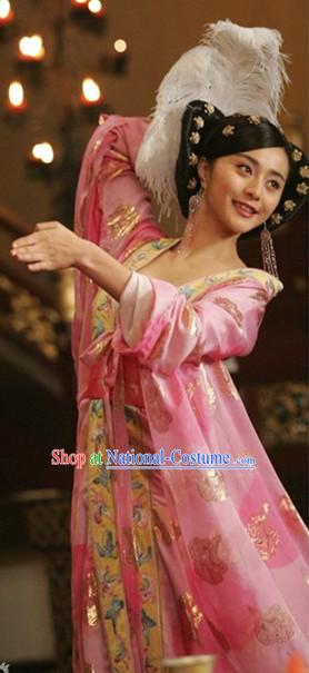 Tang Dynasty Yang Yuhuan Clothes and Hair Accessories Complete Set