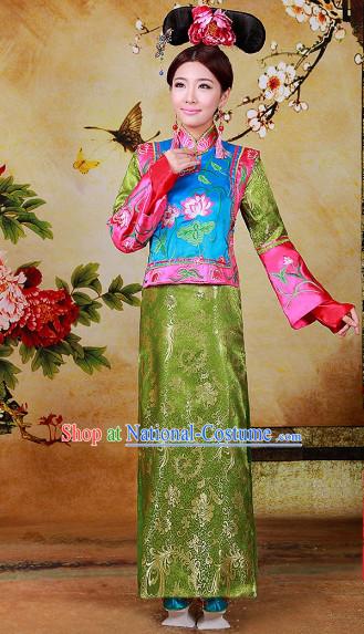 Top Chinese Style Qing Dynasty Gege Princess Halloween Costumes and Hat