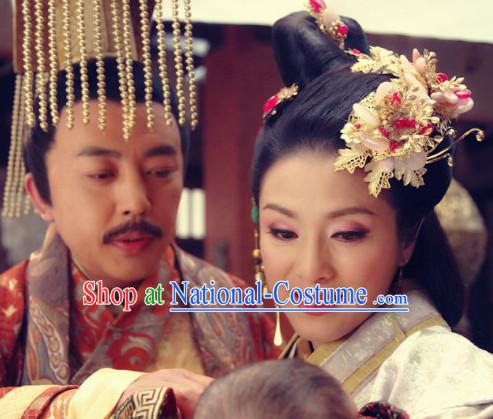 Traditional Chinese Emperor and Empress Headwear 2 Sets