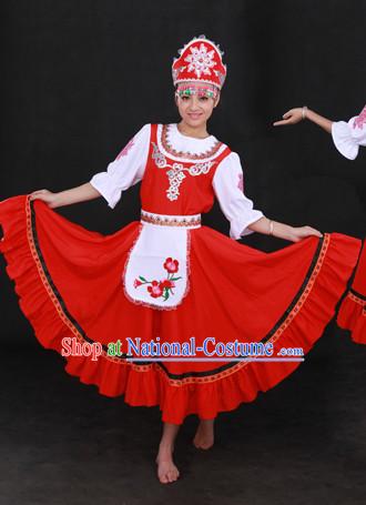 Red Russia Clothing and Hat for Women