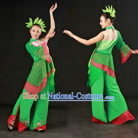 Chinese Han Ethnic Dance Costumes and Headdress for Women