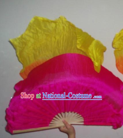 Traditional Color Transition Long Silk Dancing Fan