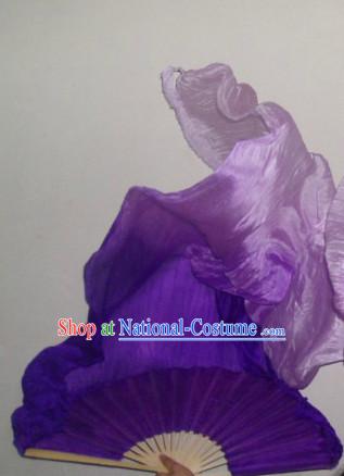 71 Inches Long Color Transition Silk Ribbon Fan