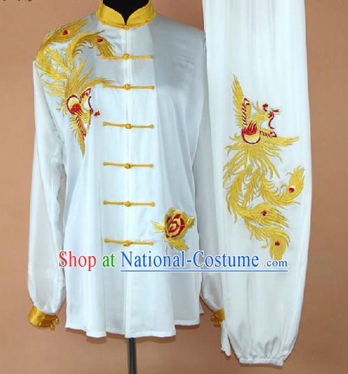 Embroidered Dragon Silk Kung Fu Uniform Complete Set