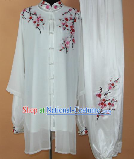 Embroidered Plum Blossom Silk Kung Fu Tai Chi Clothes Complete Set