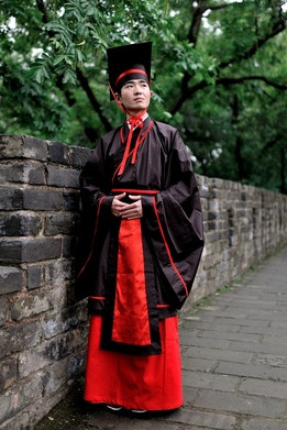 Ancient Chinese Academic Robe and Hat Complete Set for Men