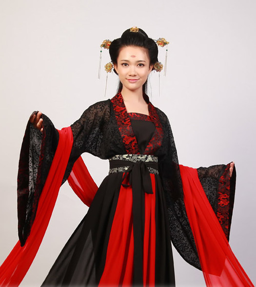 Black Wide Sleeve Hanfu Gown for Wome