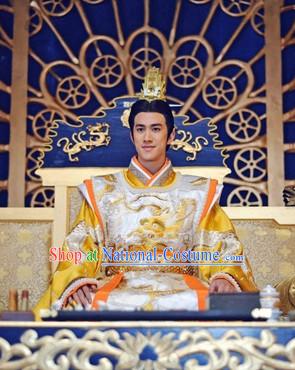 Chinese Tang Imperial Emperor Costume and Crown Complete Set