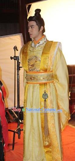 Chinese Tang Imperial Emperor Costumes and Crown Complete Set