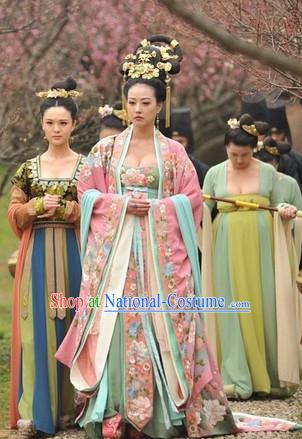 Asian Tang Dynasty Empress Clothing and Hair Accessories Complete Set