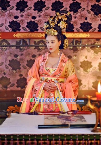 Traditional Chinese Emperss Clothing and Hair Ornaments Complete Set