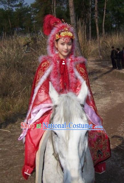 Wang Zhaojun Chinese Minority Outfit Clothing and Hat Complete Set