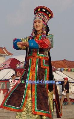 Mongolian Wedding Ceremonial Clothing and Hats Complete Sets