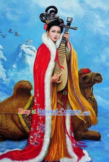 Chinese Costume Han Dynasty Period Wang Zhaojun Four Chinese Beauties Mantle for Women