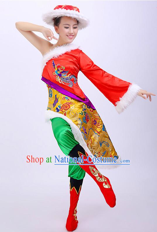 Chinese Mongolian Dress and Hat for Women