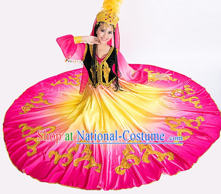 Asian China Xinjiang Dance Costume and Hat