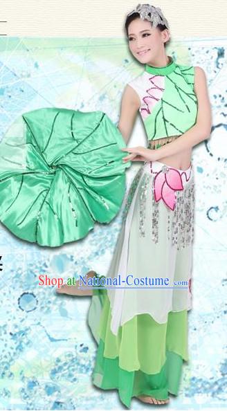 Green Lotus Folk Dance Girls Dancewear