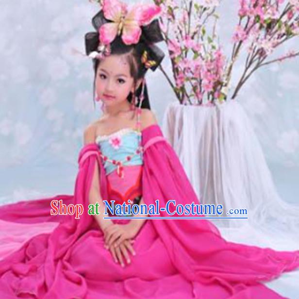 Chinese Kids Classical Dancing Costume and Headpieces