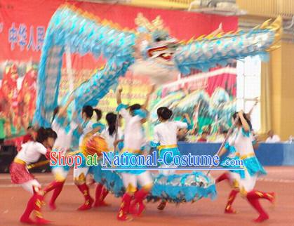 Lightweight Blue Chinese Dragon Dance Costume for 10 People