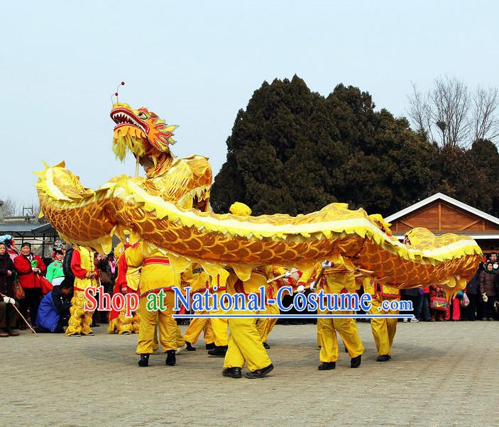 Chinese New Year Gold Dragon Dance Costumes Complete Set