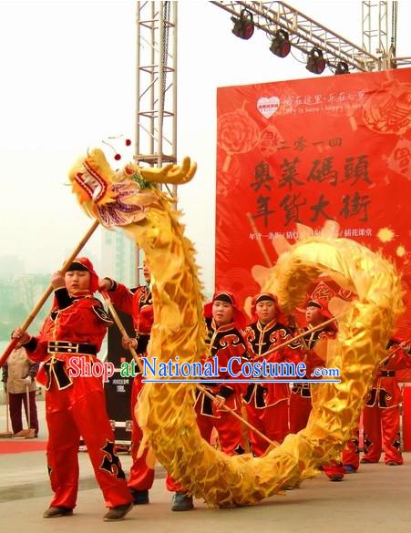 12 Meters Brand New Gold Chinese Dragon Dance Costume Complete Set for 8 Kids